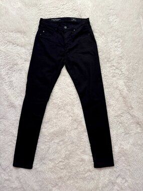 AG ADRIANO GOLDSCHMIED THE FARRAH ANKLE SEAMLESS JEAN, SUPER BLACK, SIZE 27